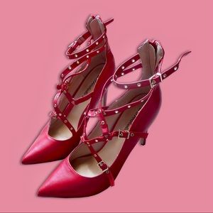 Breckelle’s Lydia-25 4 inch Red Strappy Heels Size 7.5